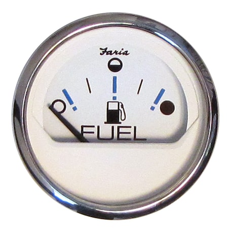 Faria Beede Instruments Faria Chesapeake White SS 2" Fuel Level Gauge - Metric (E-1/2-F) 13818